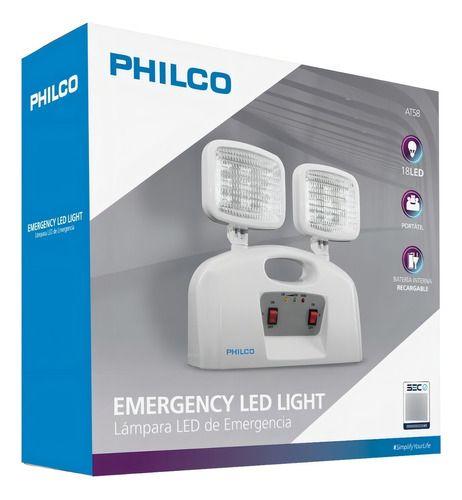 Lampara De Emergencia Led 2 Focos Philco Certificado Sec Color Blanco-3