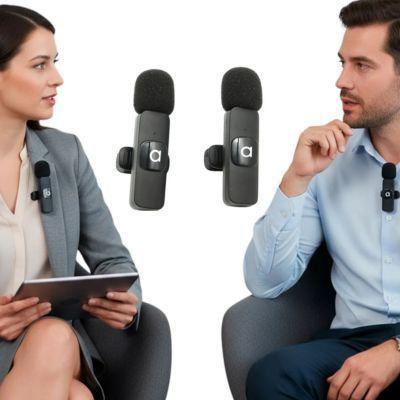 Kit Micrófonos Solapa Inalámbricos Usb C Smartphone Audiolab color negro-2