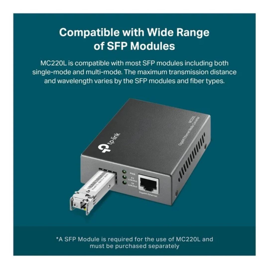 Convertidor Multimedia TP LINK Sfp Gigabit Mc220l Negro-2