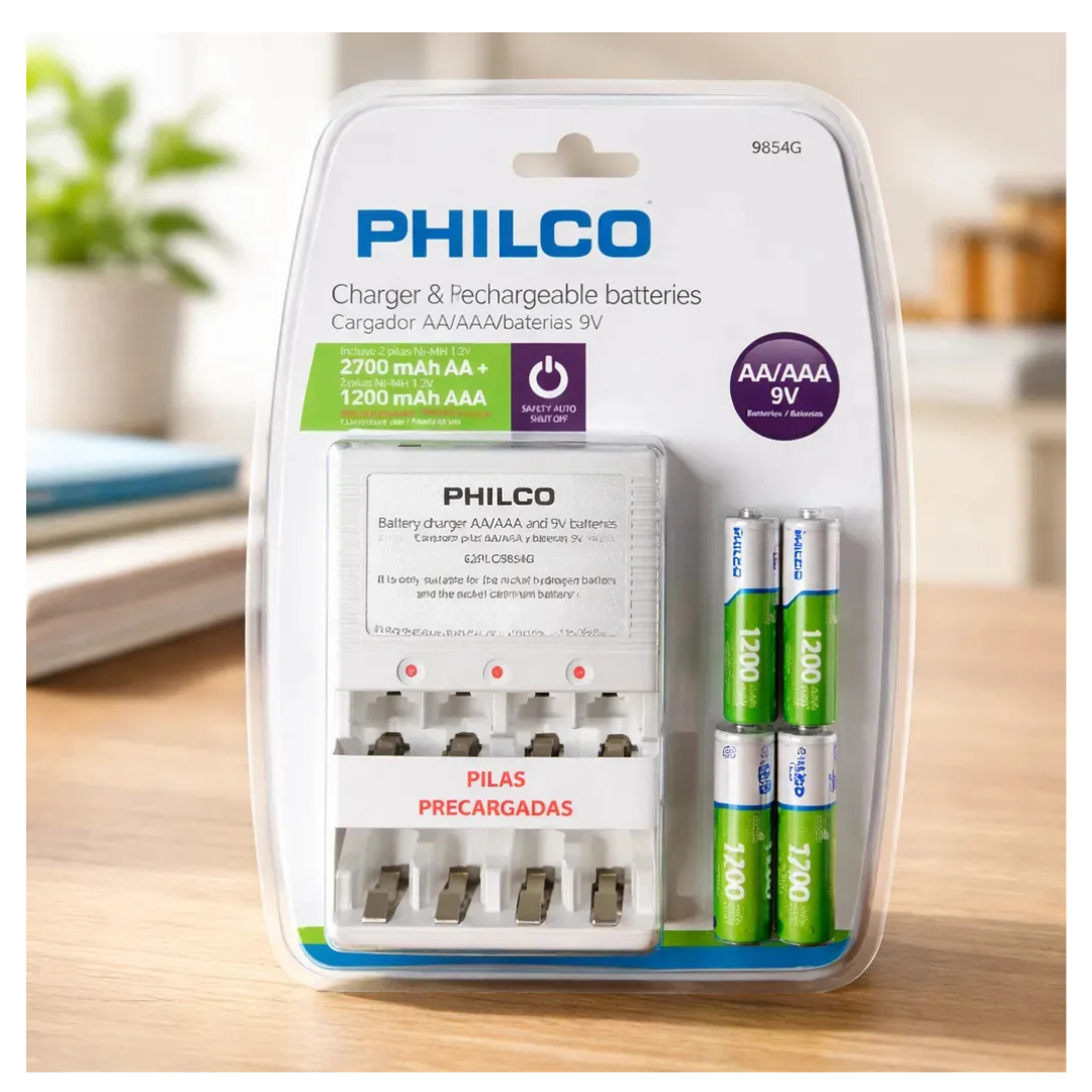 Cargador Pilas Philco + 2 Pilas Aa Y 2 Pilas Aaa Recargables-2