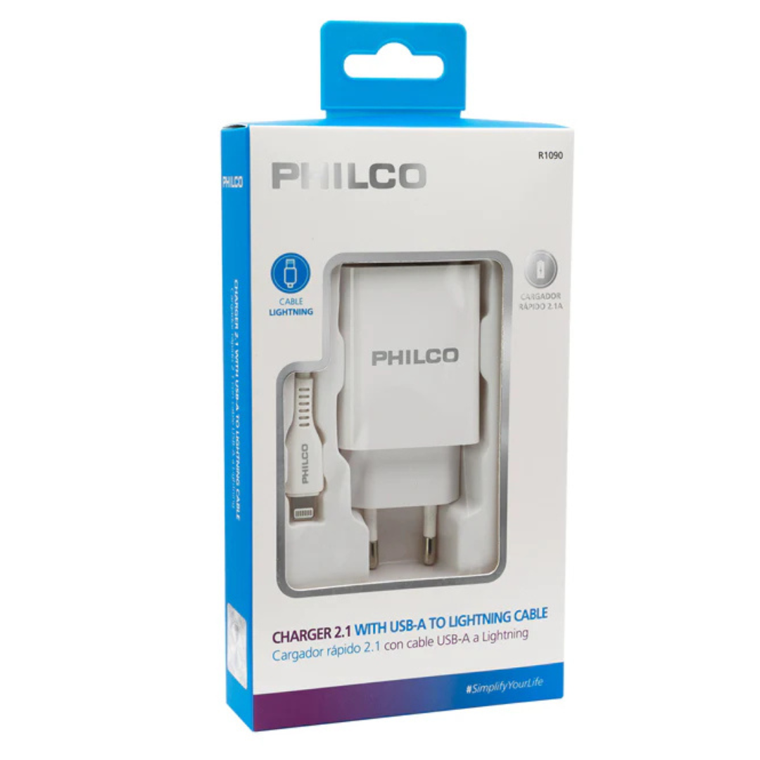 CARGADOR USB-A A LIGHTNING PHILCO CARGA RAPIDA R1090 BLANCO-3