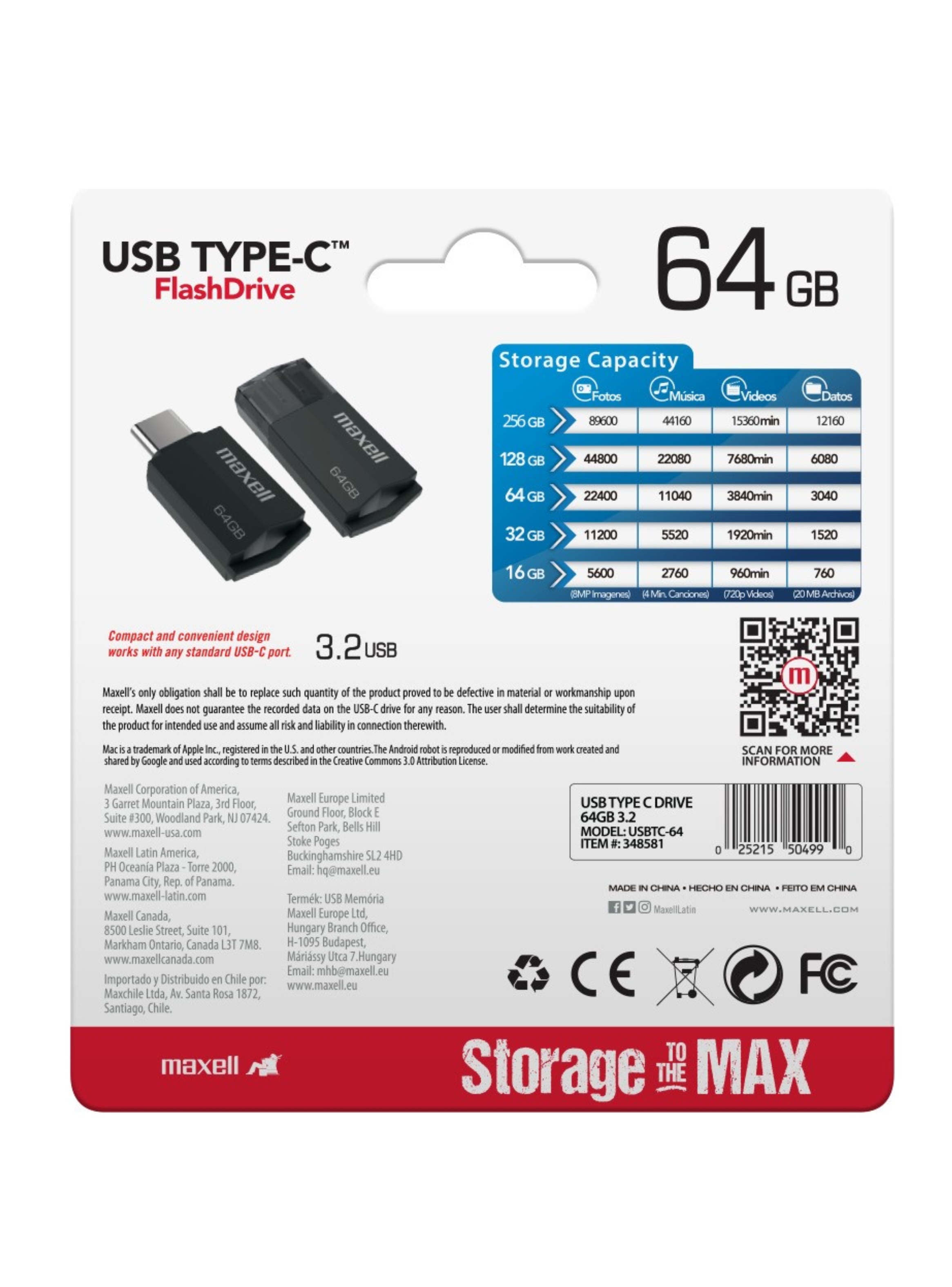Pendrive Maxell Usbtc Tipo C 64gb 3.2 Negro-2
