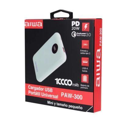 Batería Externa Power Bank 10 000 Mah Aiwa Paw 300 Color Celeste-1