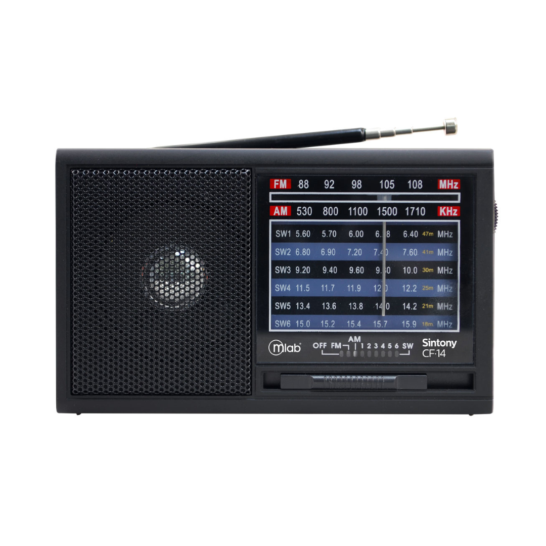 RADIO PORTATIL  RECARGABLE RETRO MICROLAB SINTONY CF-14 NEGRO-2