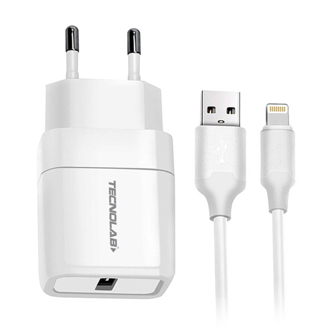 CARGADOR USB TECNOLAB CARGA RAPIDA CON CABLE TIPO C TL465 BLANCO-3
