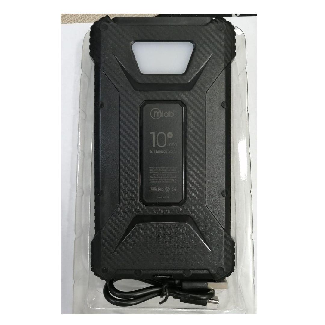 Power Bank Carga Solar 10000mah Negro Batería Externa Mlab-2