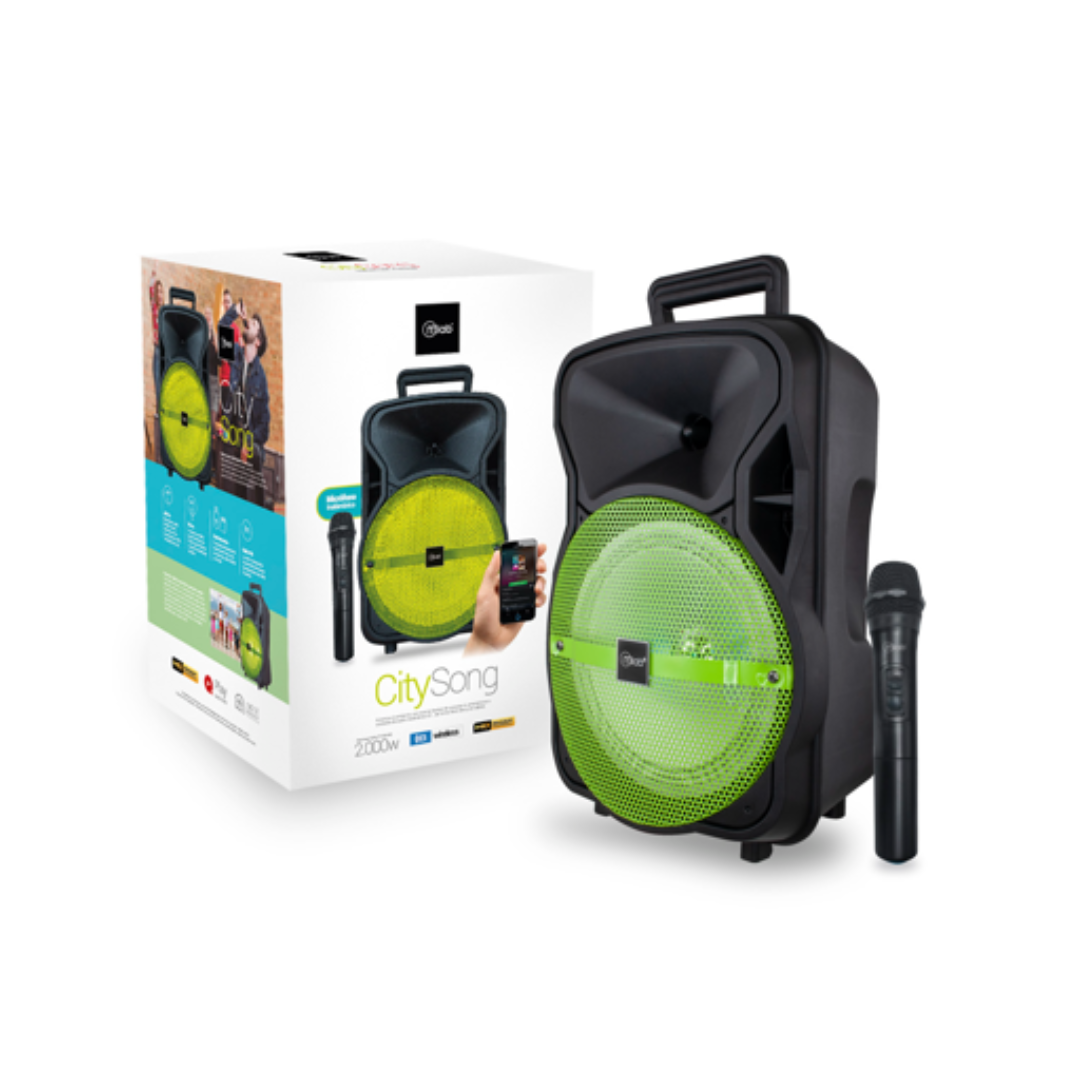 PARLANTE BLUETOOTH MICROLAB CITY SONG BOX 8 GREEN GRID 08710 NEGRO-1