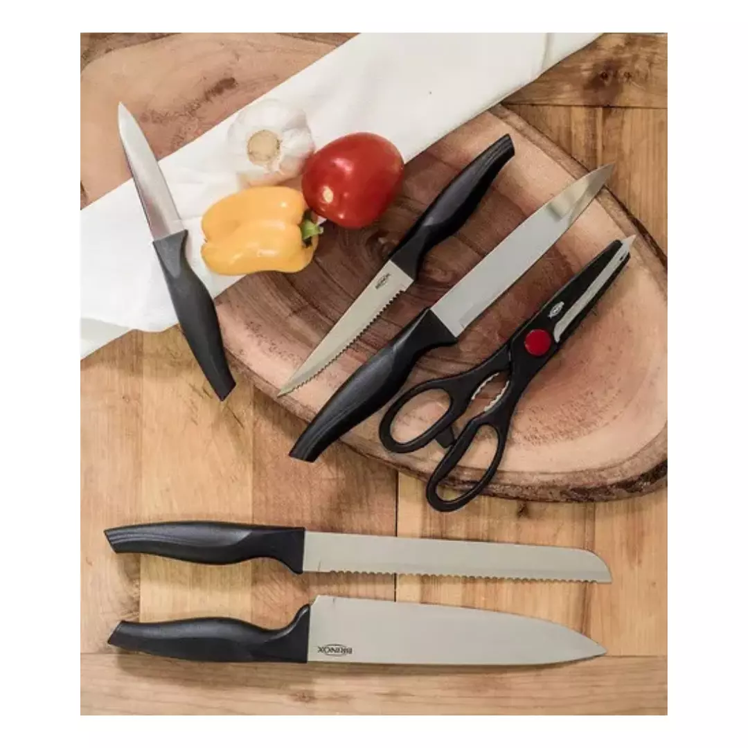 Juego De Cuchillos Cross Para Cocina Brinox 2556 310 Negro-2