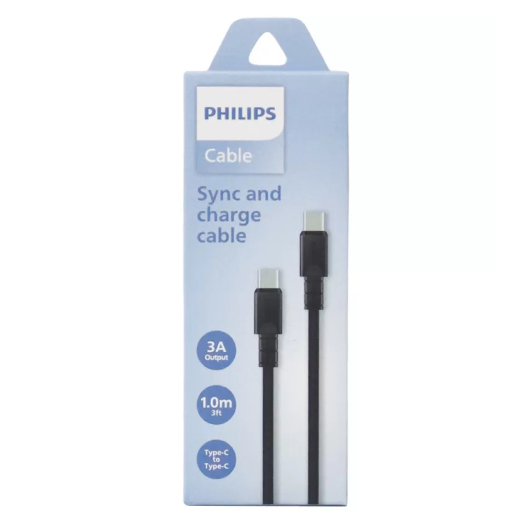 CABLE DE DATOS Y CARGA PHILIPS TIPO-C A TIPO-C DLC3001CW NEGRO-2