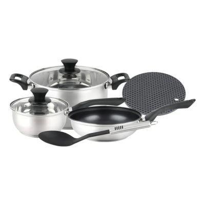 Batería De Cocina Max 7 Pzs Acero Inoxidable Vitrex Plateado-0