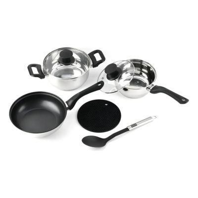 Batería De Cocina Max 7 Pzs Acero Inoxidable Vitrex Plateado-1