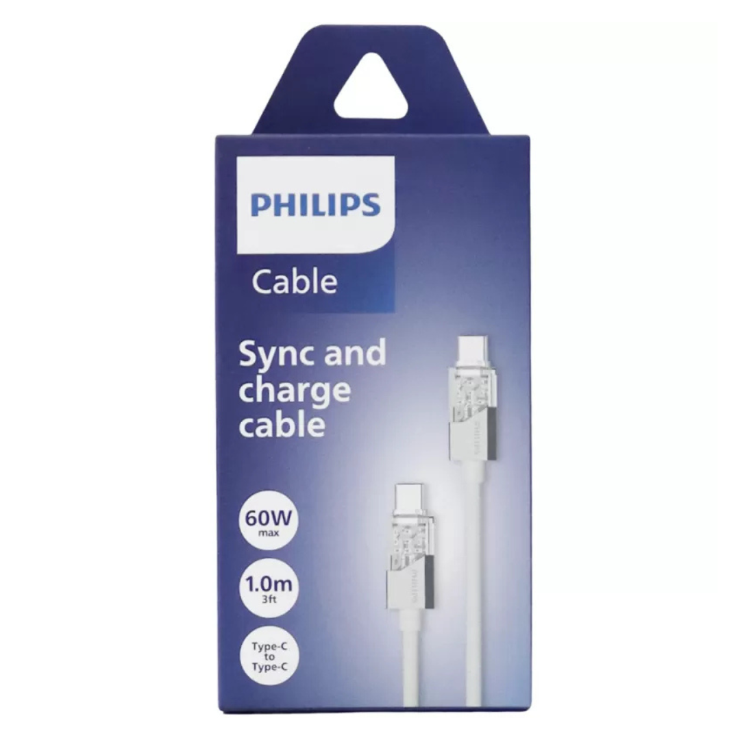 CABLE DE DATOS Y CARGA PHILIPS TIPO-C A TIPO-C DLC5021CW-2