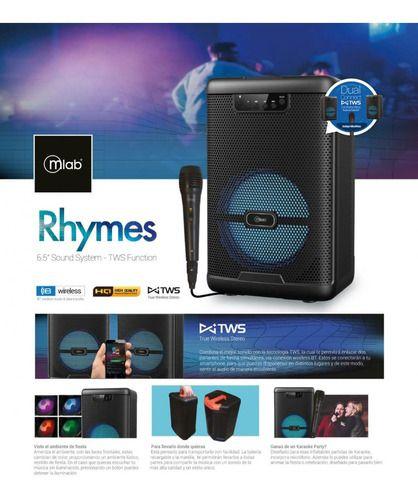 Parlante Mlab Rhymes 9100 Bluetooth Karaoke Tws Negro-2