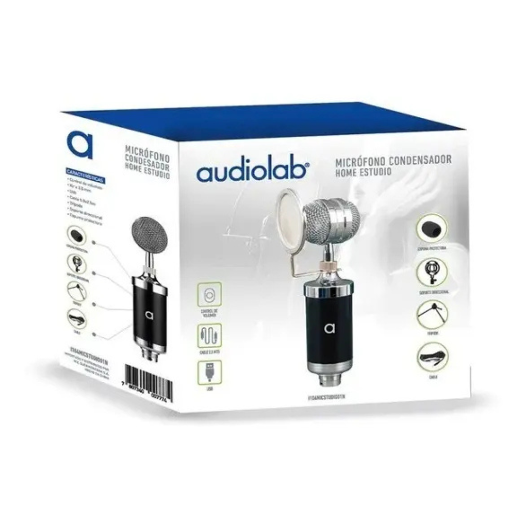 Microfono Audiolab Condensador Home Studio Fx Color Negro I104MICSTUCIO01N-1