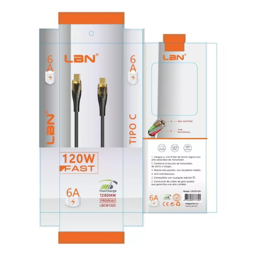 Cable Carga Rapida Tipoc A Tipo C Lbn 120w-0