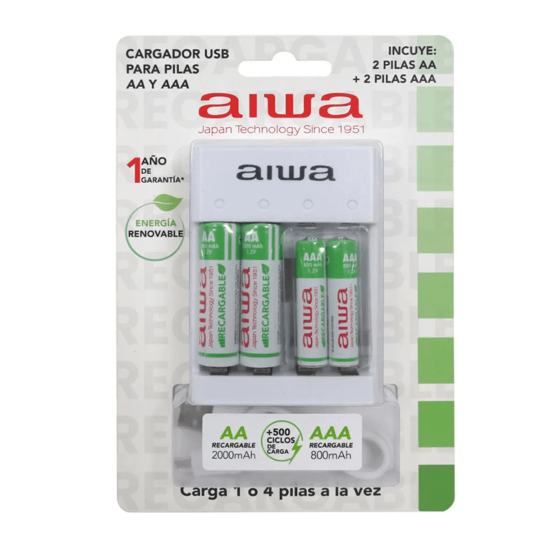CARGADOR DE PILAS AA Y AAA AIWA BC 0905A BLANCO-2