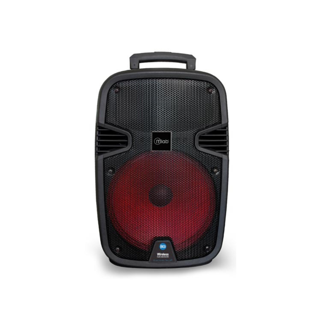 PARLANTE PORTATIL MICROLAB RHYTHM CHARGER BOX 12 + MICROFONO + ATRIL NEGRO-1