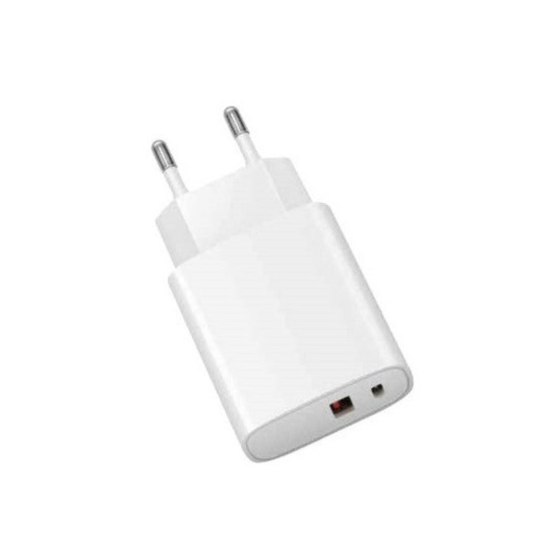 CARGADOR USB TECNOLAB USB CARGA RAPIDA + CABLE TIPO C A LIGHTNING BLANCO-0