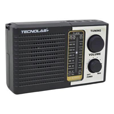 Radio Solar Recargable Tecnolab TL636 AM FM SW USB SD Negro-0