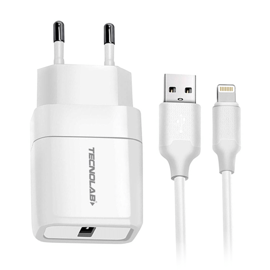 KIT CARGADOR RAPIDO TECNOLAB USB A LIGHT NING TL466 BLANCO-3