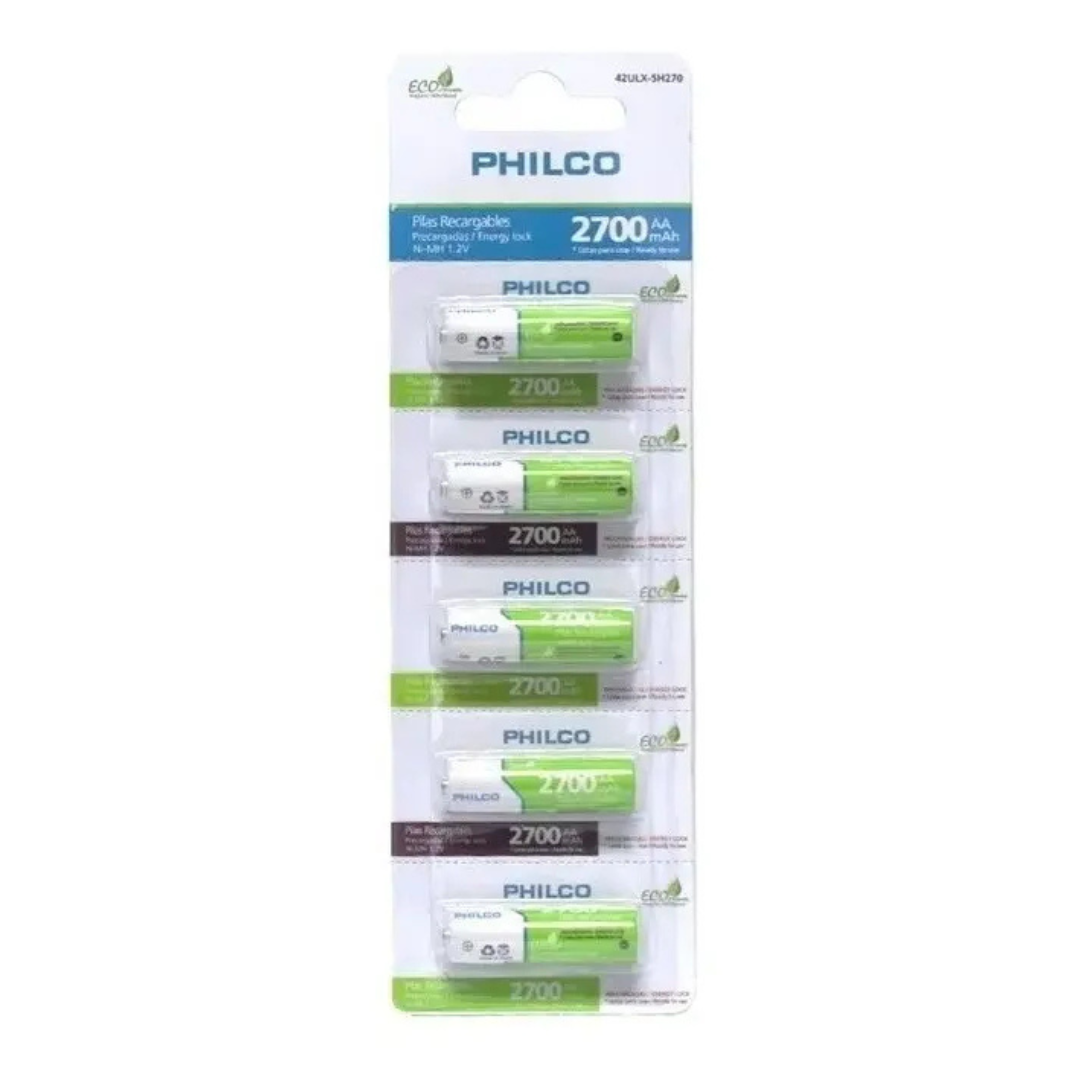 Pilas Recargables Aa Philco Tira X5 Unidades 2700mah-2