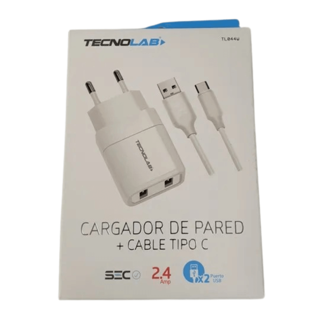 CARGADOR DE PARED TECNOLAB CONECTOR TIPO C TL626 BLANCO-3