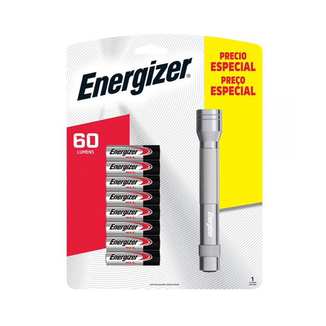 LINTERNA ENERGIZER + 8 PILAS AA 60 LUMENES  ENLCM2A81 PLATEADO-3