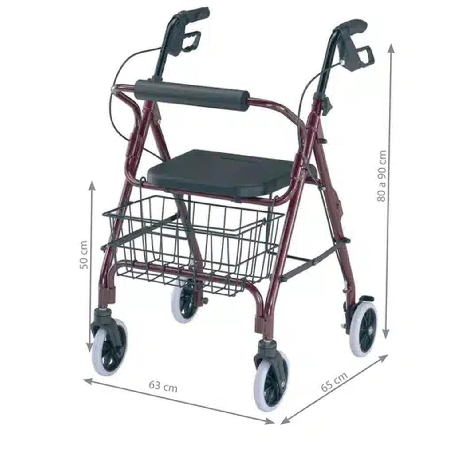Andador burrito con ruedas, plegable, asiento y frenos-1