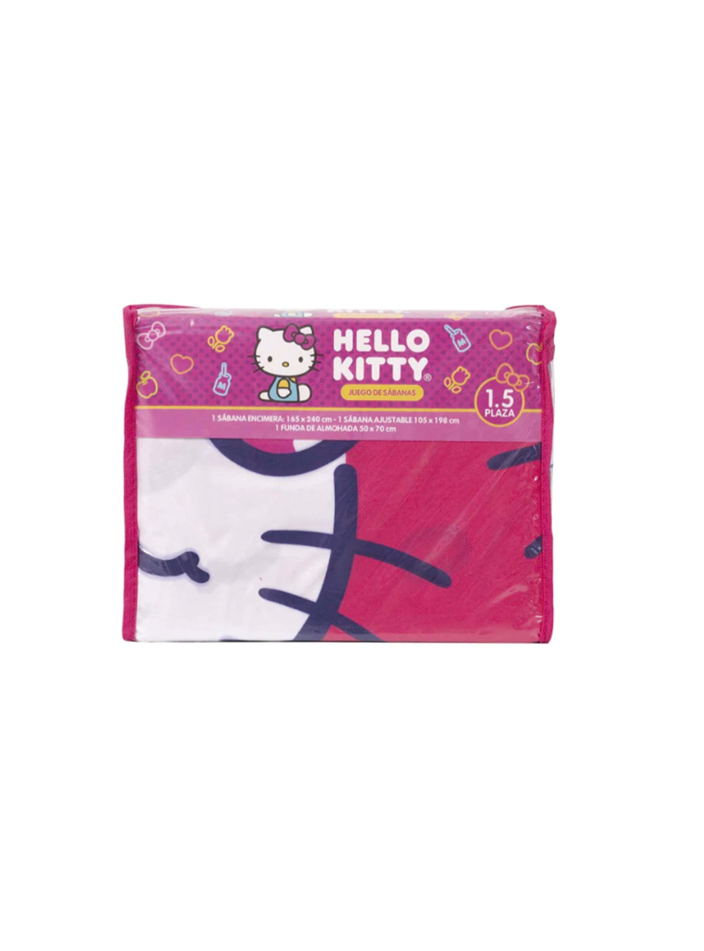 Juego de sabanas bajera encimera 1 5 plaza infantil microfibra Hello kitty-1