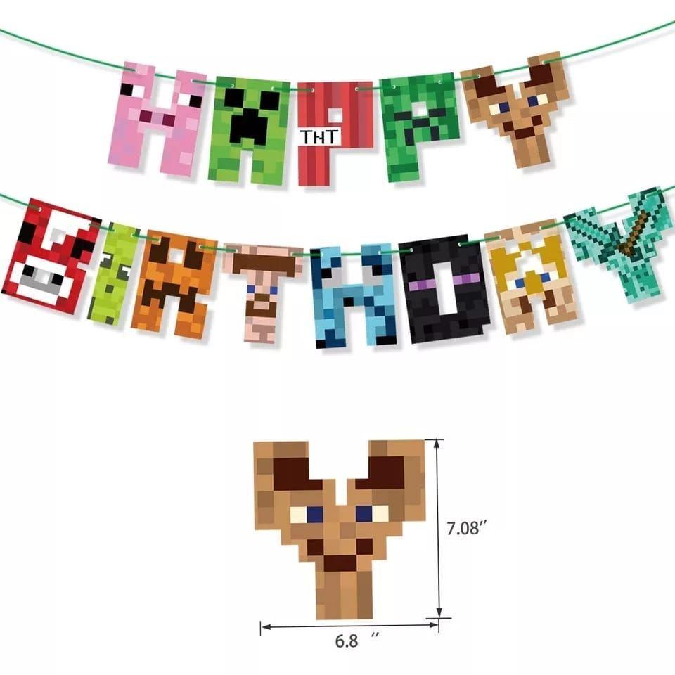 Globos Cotillón Decorativo Cumpleaños Minecraft-2