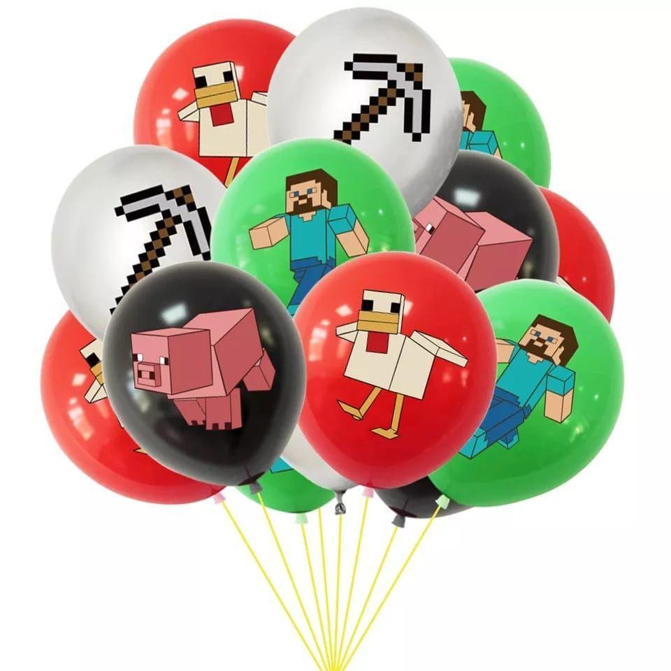 Globos Cotillón Decorativo Cumpleaños Minecraft-3
