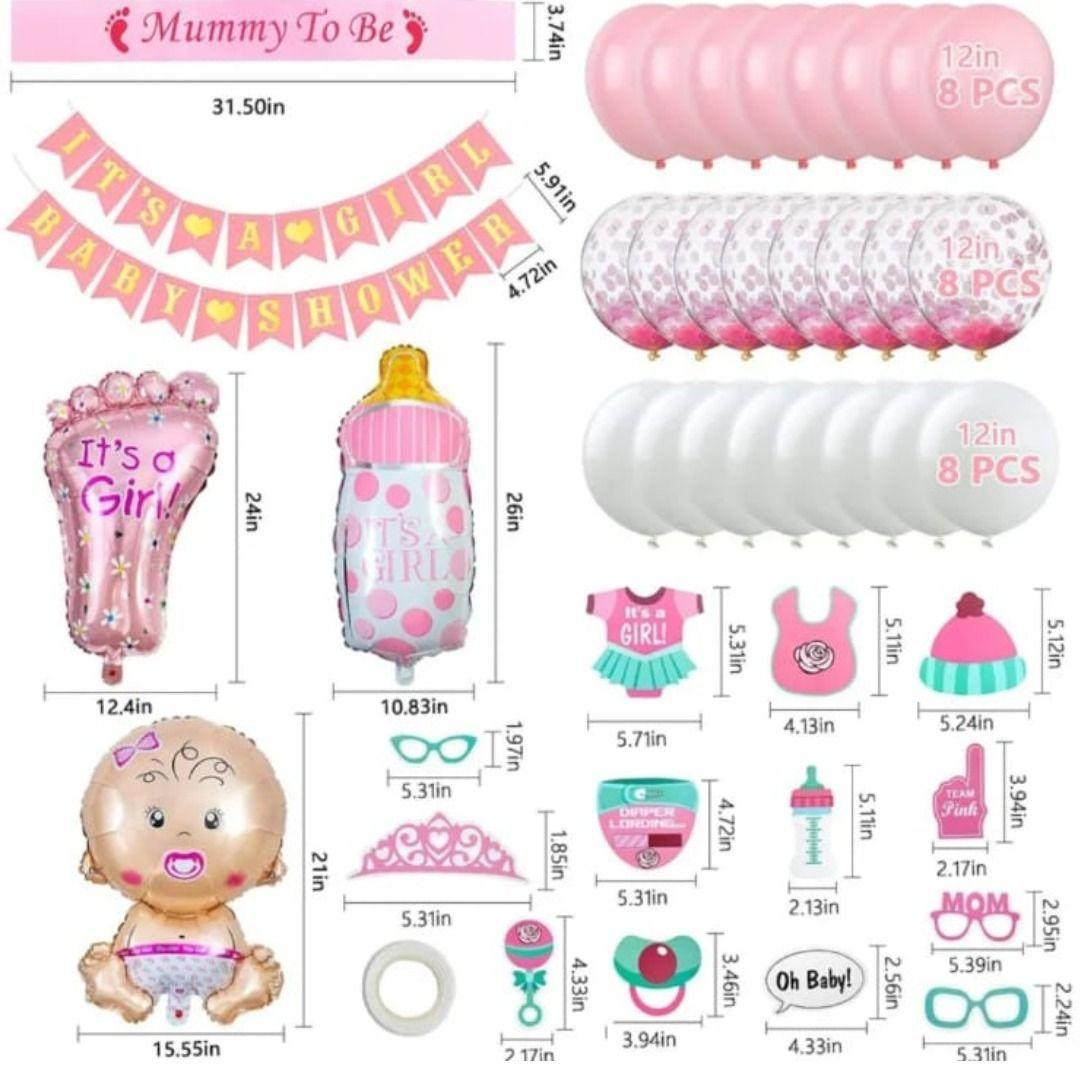 Set de Globos Decorativo para Baby Shower (color Rosa)-2