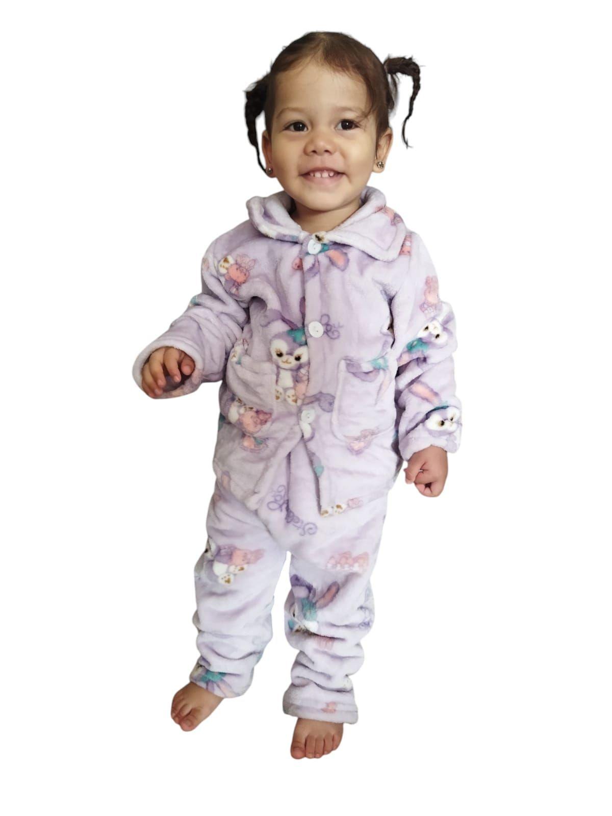 Pijama de polar morada de conejitos niña-3