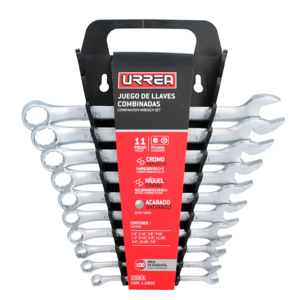 Llaves combinadas satinadas pulg 12ptas, 11pzas 1200ca urrea-2