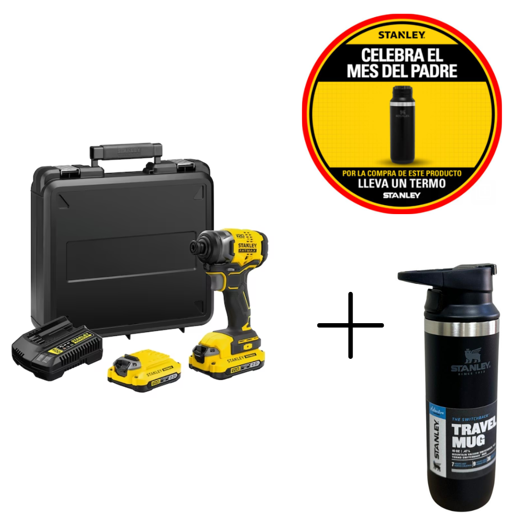 Atornillador impacto 20v 2bat 2ah sbi810d2k-b2+termo stanley-0