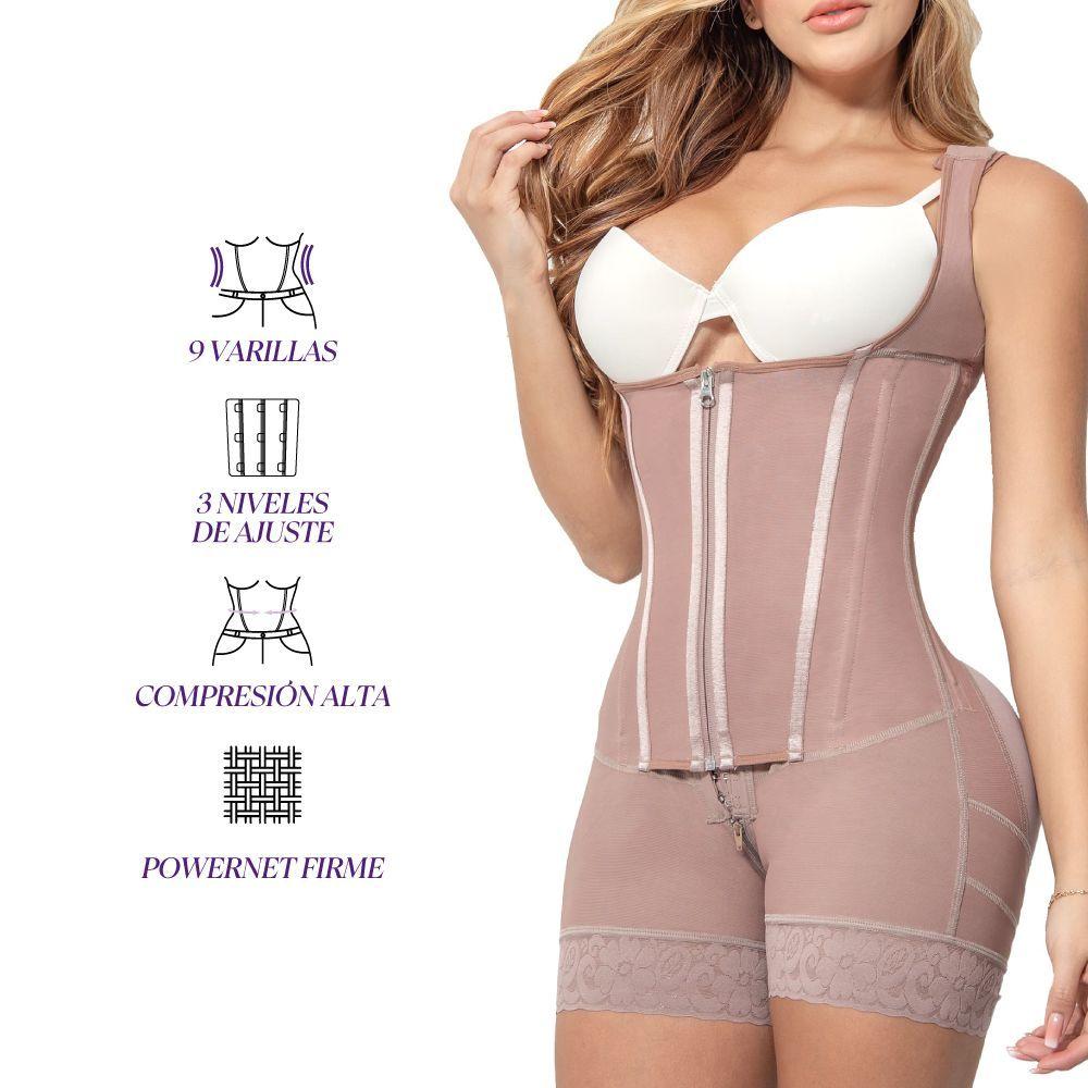 Faja Enteriza colombiana con Cinturilla 7063Z3 – Cocoa Efecto reloj de arena - Mujeron-2