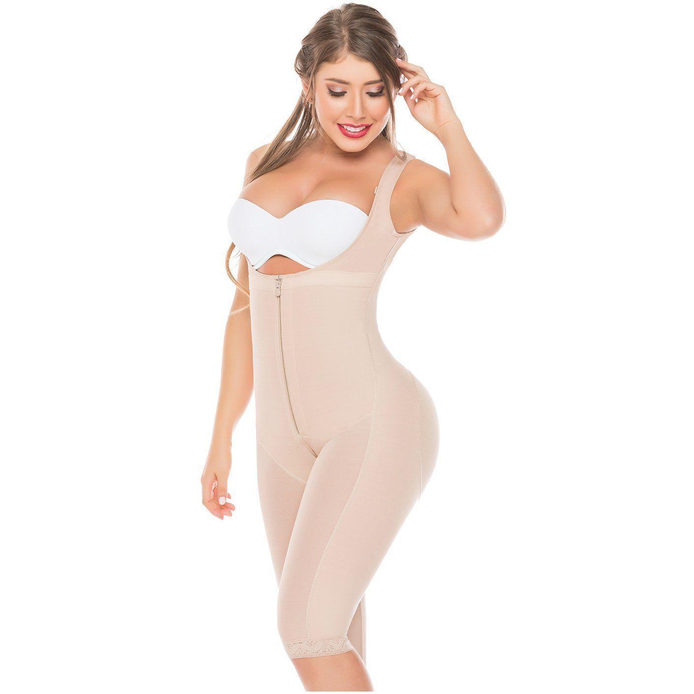 Faja Colombiana Lipoescultura, Pierna Larga Con Huecos 518 Beige-0