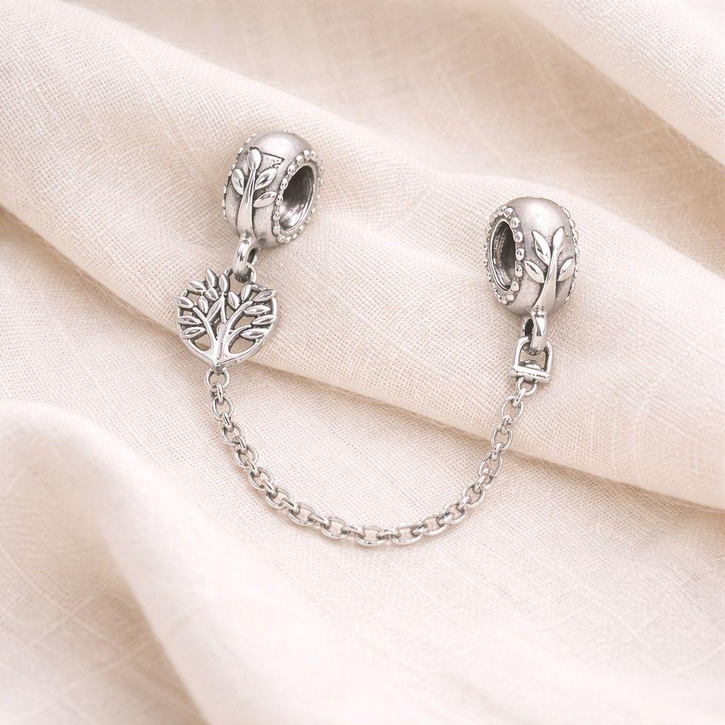 Cadena de seguridad Charm Árbol Familiar en Plata 925  -2
