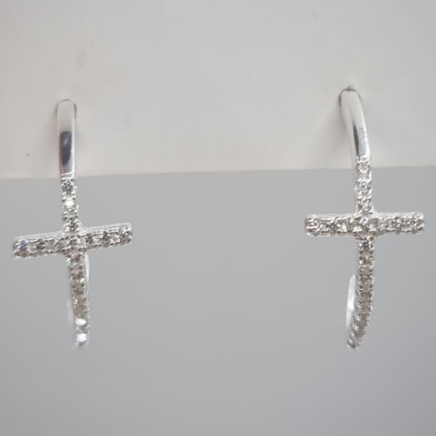 Aros Argolla Cruz con Circones en Plata 925 -2