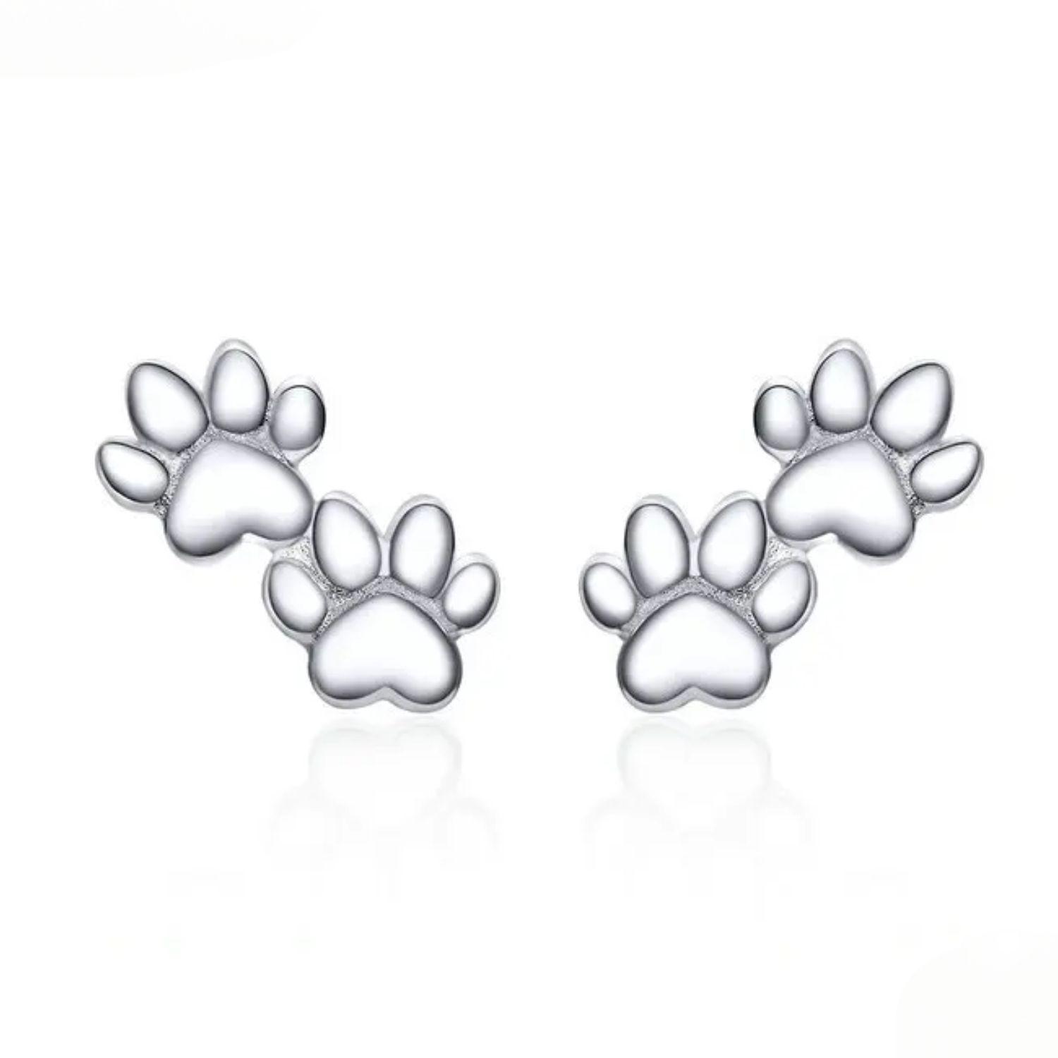 Aros Doble Huella Perrito en Plata 925-0