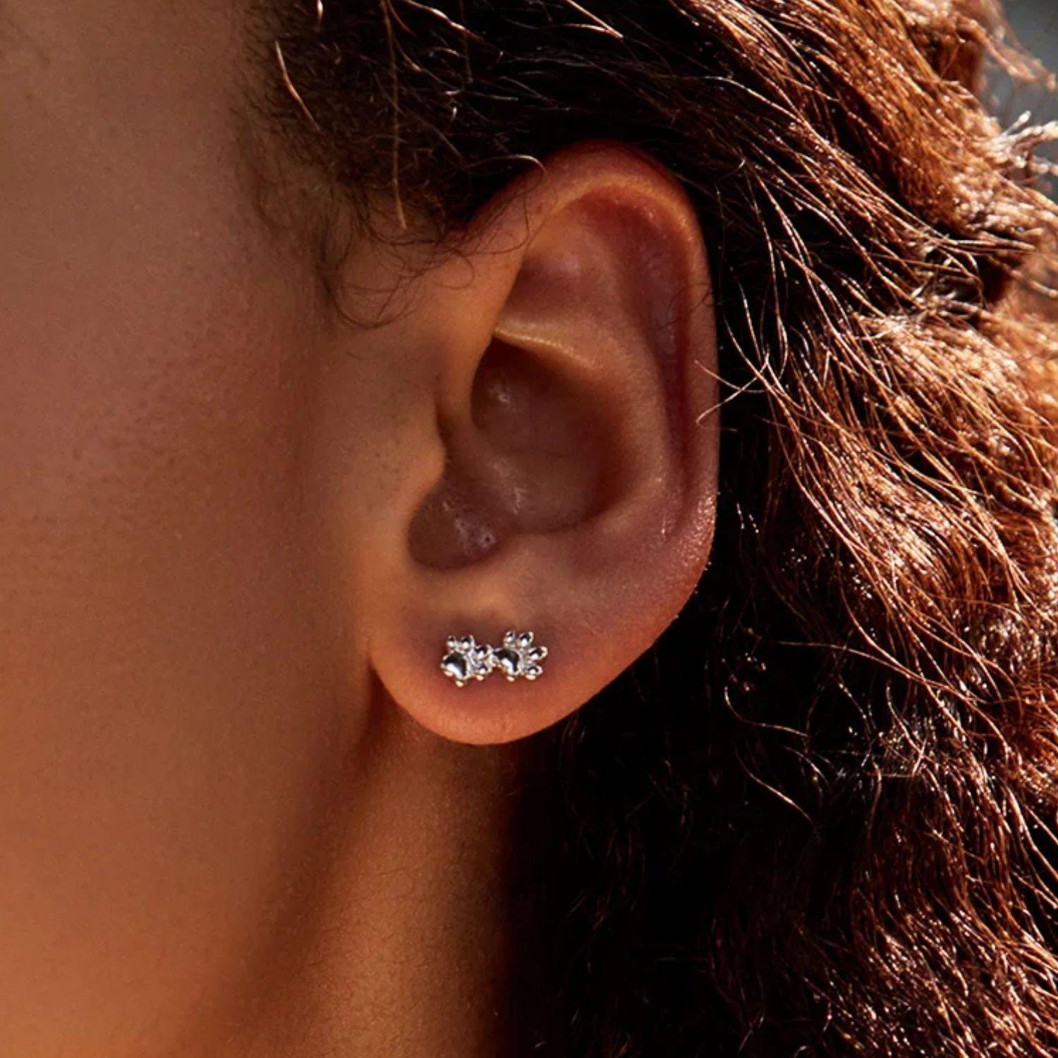 Aros Doble Huella Perrito en Plata 925-2