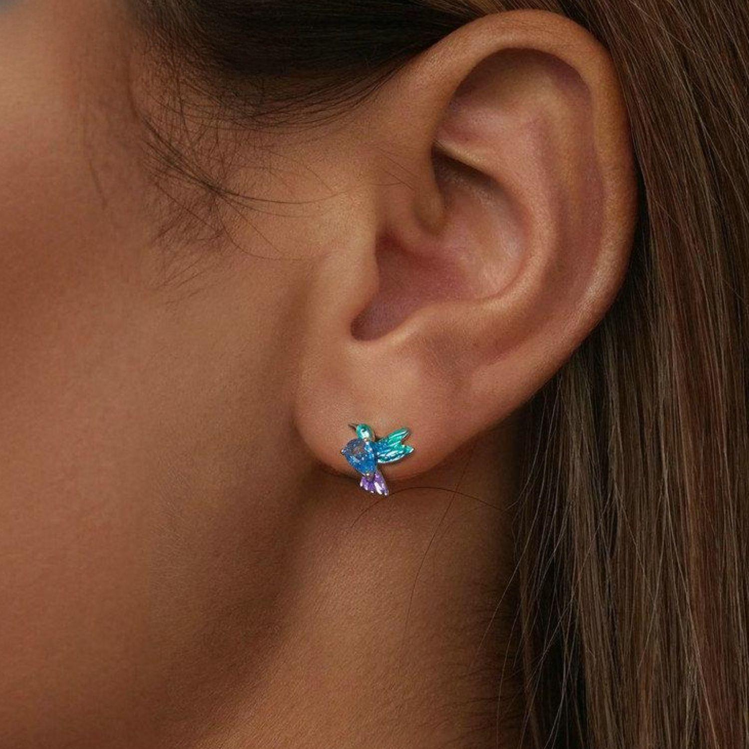 Aros Colibrí en Plata 925-2