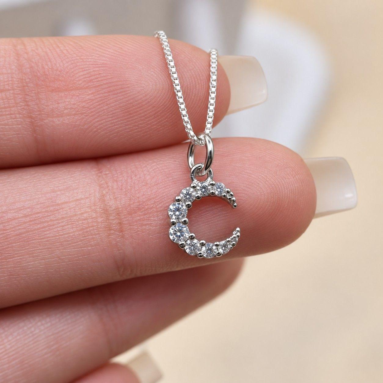 Collar Luna Circ n Plata Ley 925-2