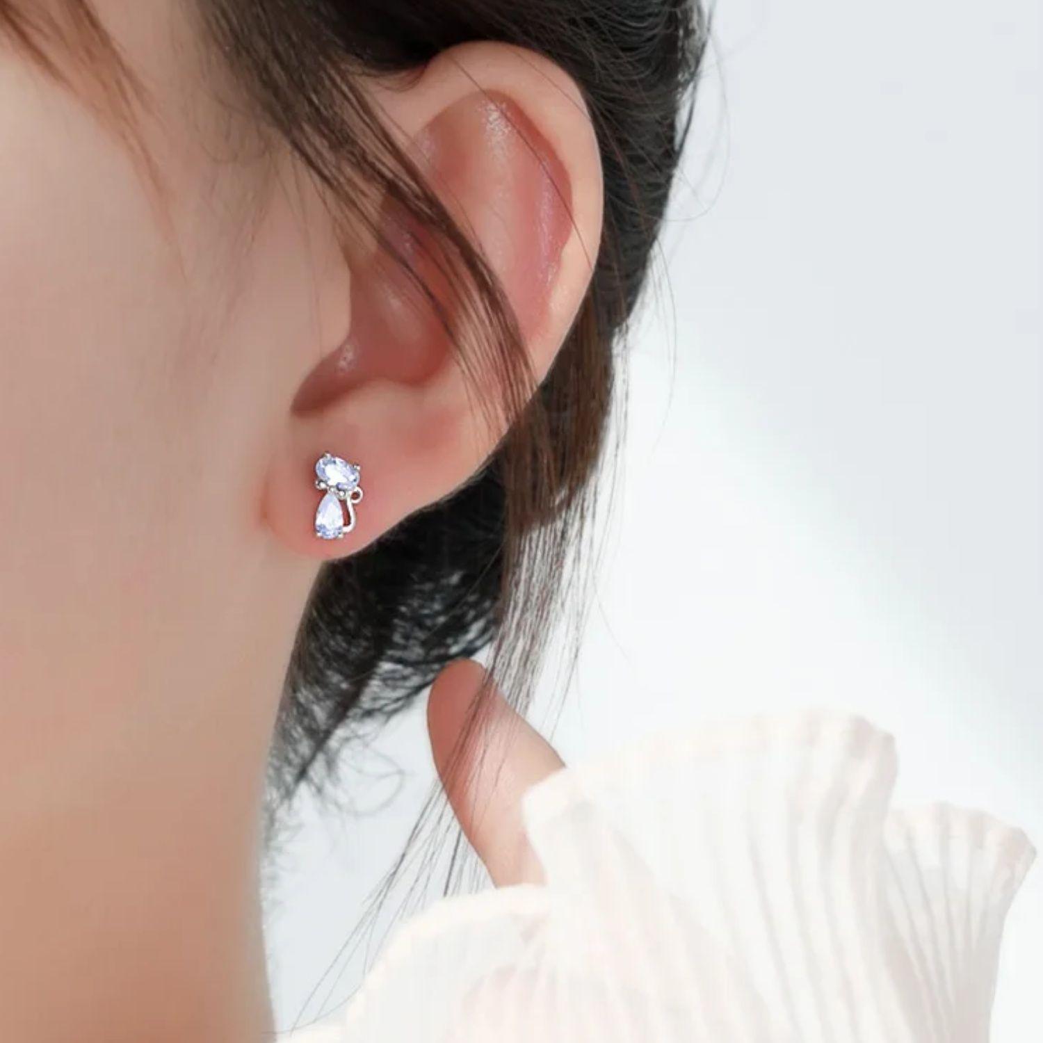 Aros Gato Elegantes en Plata 925-1