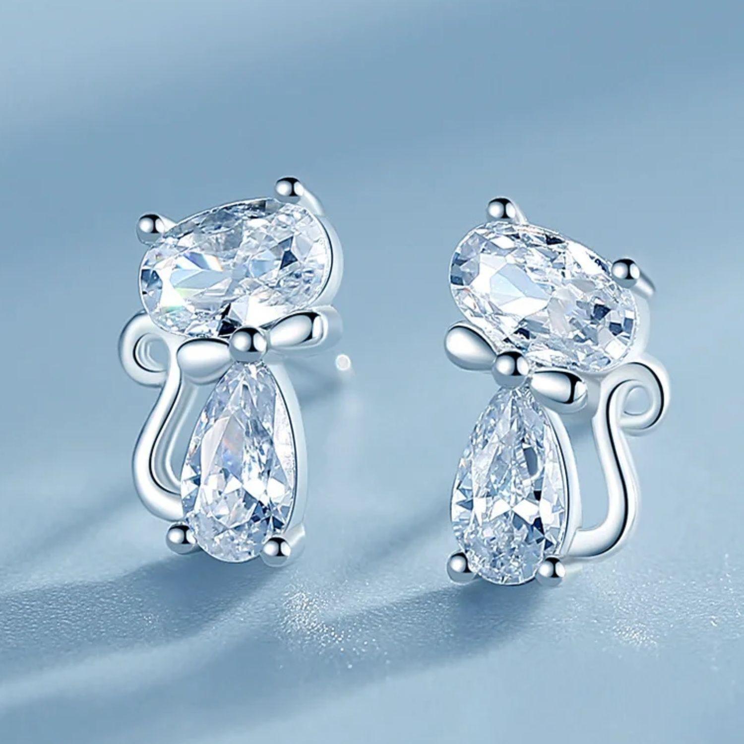 Aros Gato Elegantes en Plata 925-2