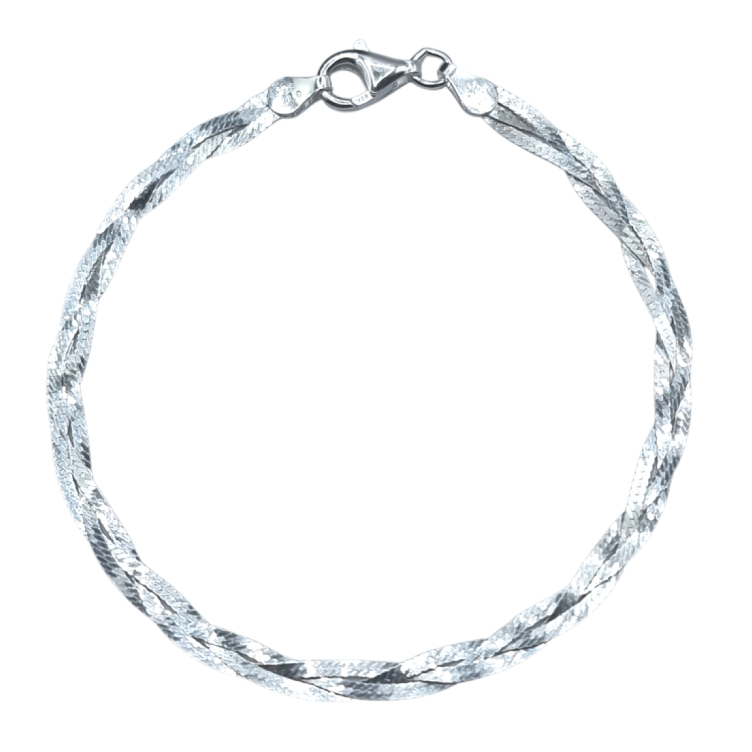 Pulsera en Plata 925 Cinta Trenzada Italiana -3