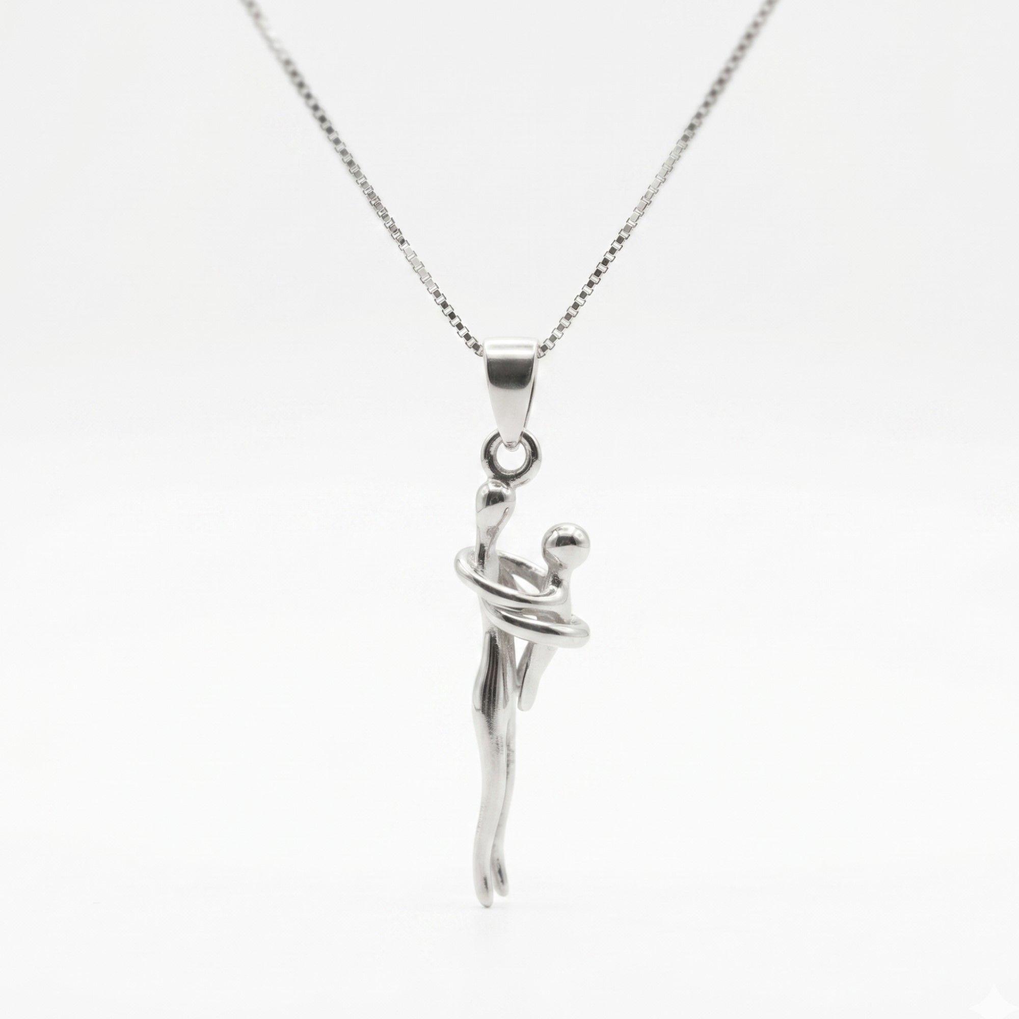 Regalo día de la Madre Collar Abrazo Eterno Mamá e Hijo Plata Ley 950-2