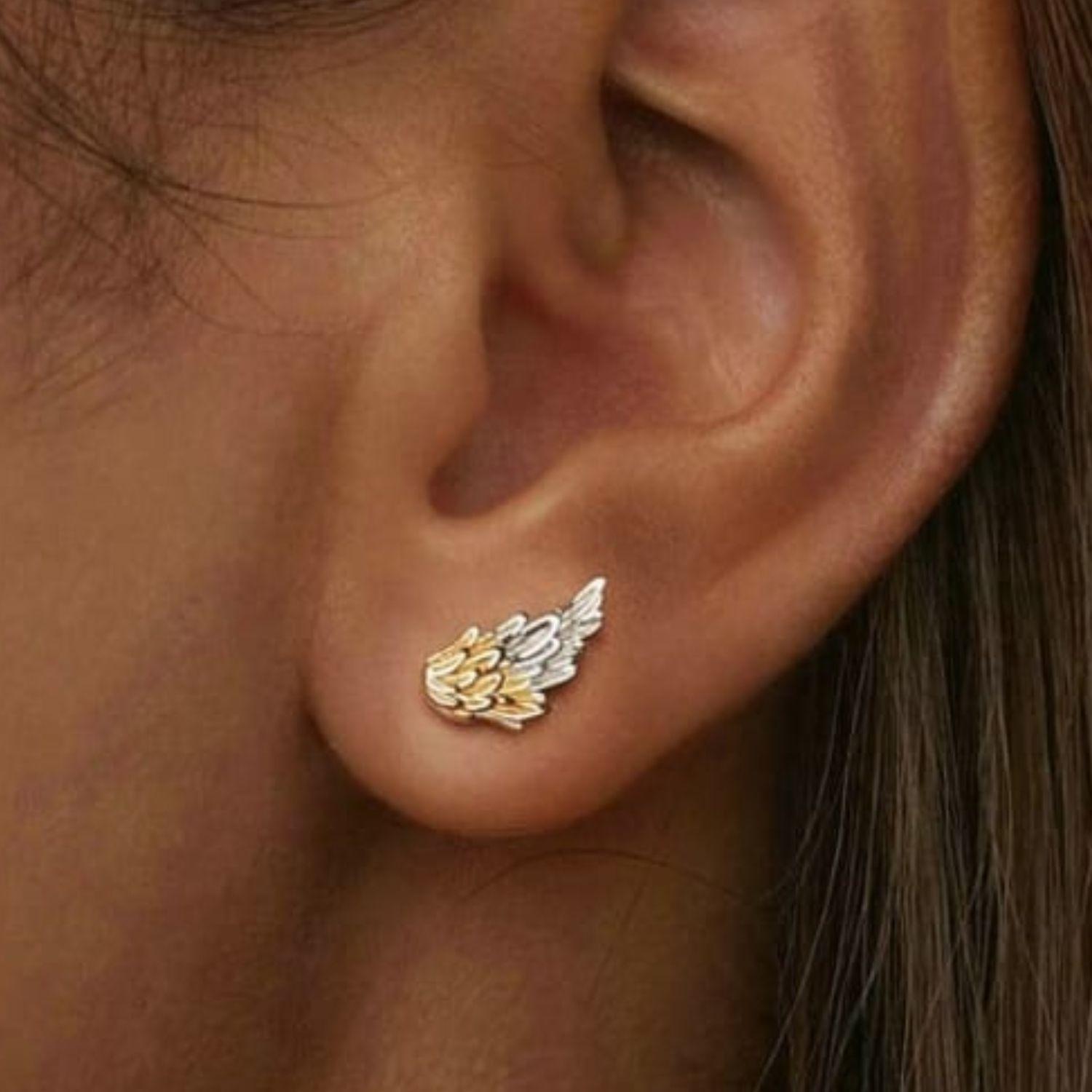 Aros Ala De Ángel en Plata 925 -3