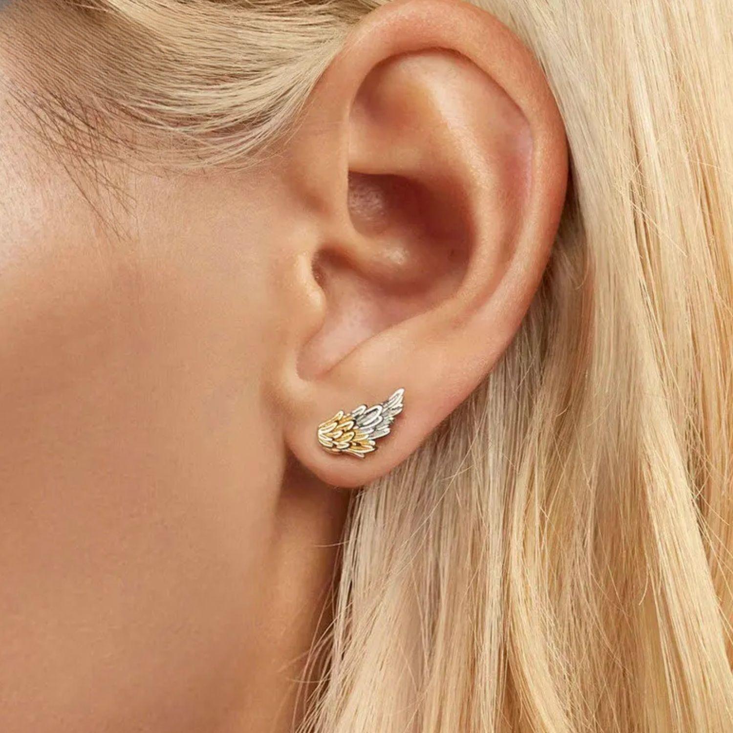 Aros Ala De Ángel en Plata 925 -4
