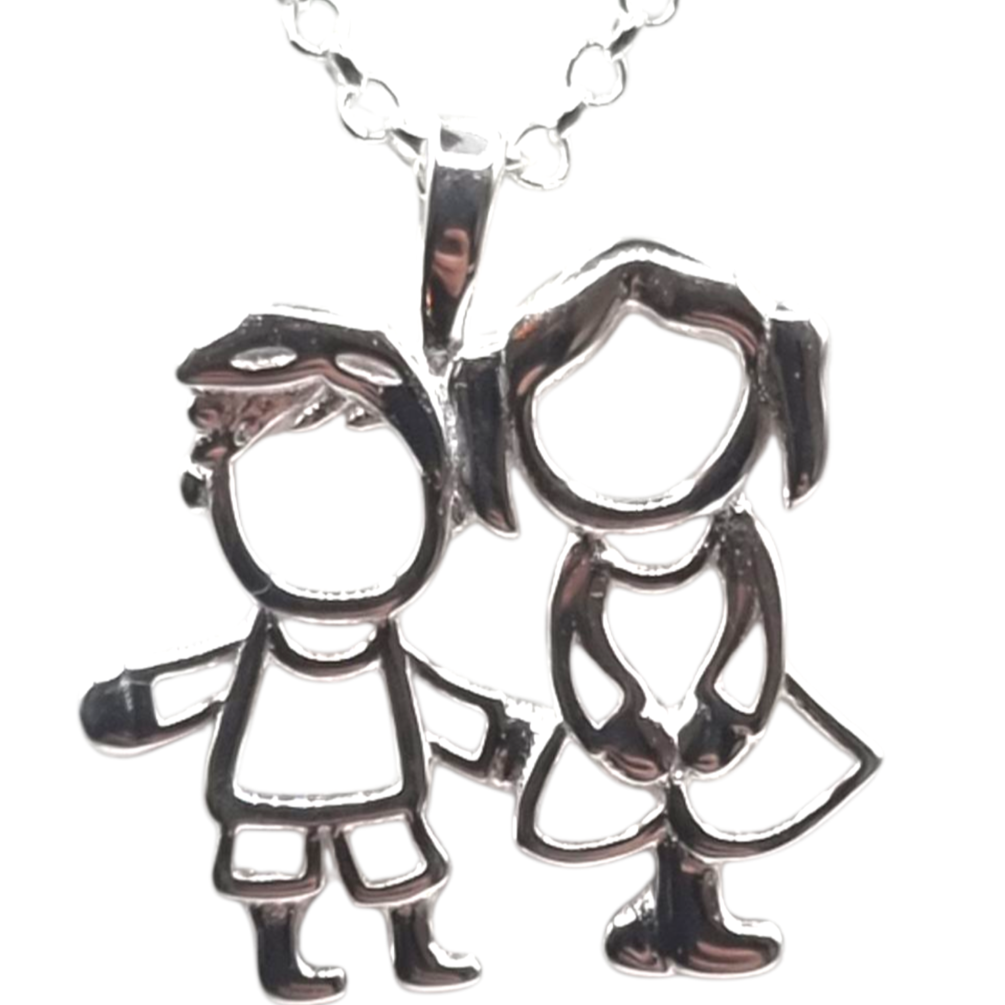 Collar Familia Niño y Niña en Plata 925 -0